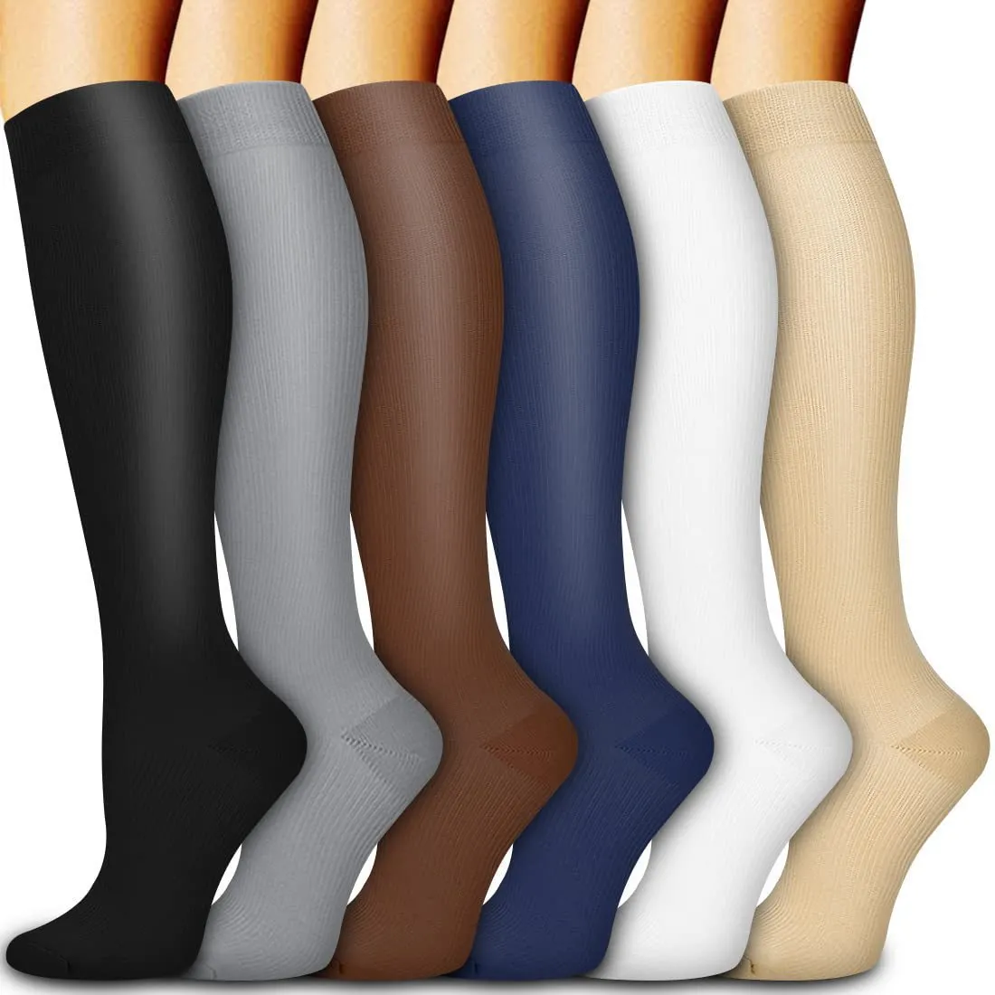 Outdoor Sports Compression Socks Breathable Solid Color Nylon