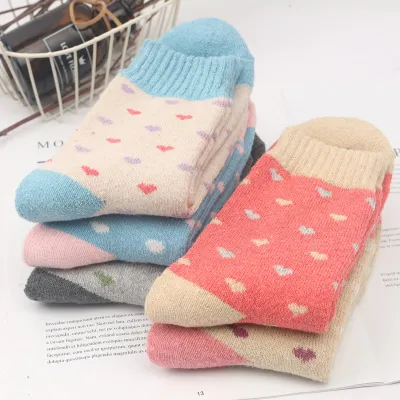 Neutral Simple Folk Warm Thick Geometric Knitted Socks 5 Pairs-Bag