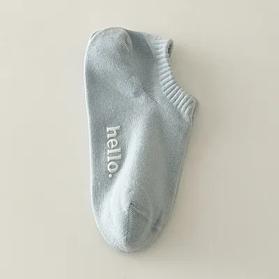 Women Simple Cream Letter Breathable Cotton Socks