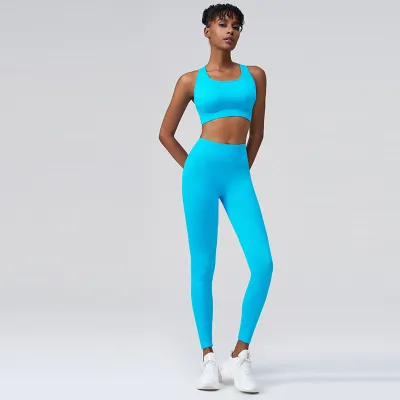 Conjunto de dos piezas de verano para mujer: chaleco y pantalón de yoga de secado rápido, ideal para deportes y fitness.