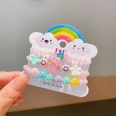 Kids Girls Cute Sweet Cartoon Acrylic Bracelet Set - 28pcs Fruit Styled Plastic Resin Toy Jewelry