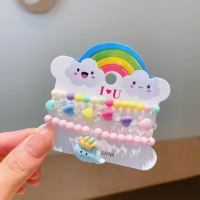 Kids Girls Cute Sweet Cartoon Acrylic Bracelet Set - 28pcs Fruit Styled Plastic Resin Toy Jewelry