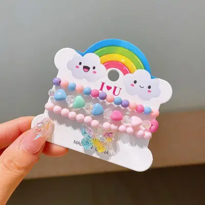 Kids Girls Cute Sweet Cartoon Acrylic Bracelet Set - 28pcs Fruit Styled Plastic Resin Toy Jewelry