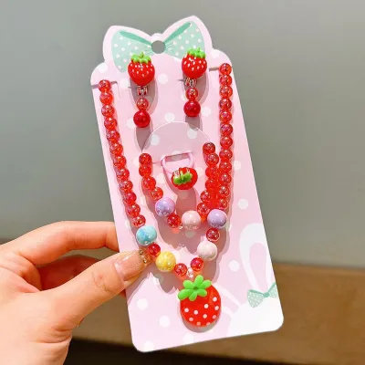 Kids Girls Cute Sweet Fruit Acrylic Beaded Jewelry Set