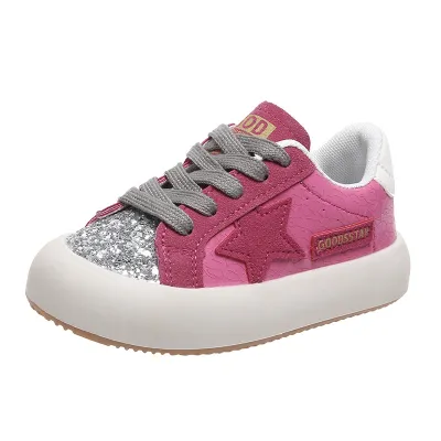 Kids Unisex Casual Cute Sports Star Pattern Round-Toe Lace-Up Sneakers