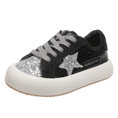 Kids Unisex Casual Cute Sports Star Pattern Round-Toe Lace-Up Sneakers