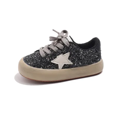 Kids Unisex Casual Cute Star Pattern Round-Toe Lace-Up Sneakers