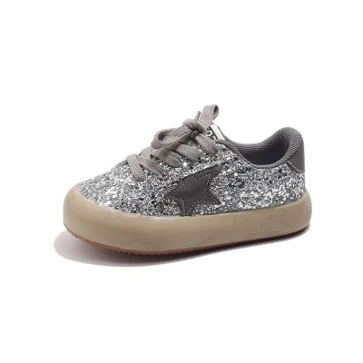 Kids Unisex Casual Cute Star Pattern Round-Toe Lace-Up Sneakers
