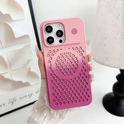 Simple Gradient Honeycomb Mesh Magnetic Apple Phone Case for iPhone 12/13/14 Series Hard Shell PC