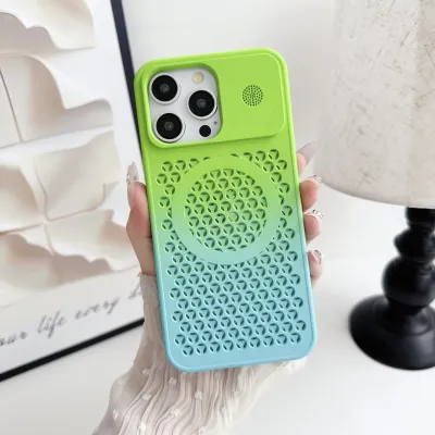 Simple Gradient Honeycomb Mesh Magnetic Apple Phone Case for iPhone 12/13/14 Series Hard Shell PC