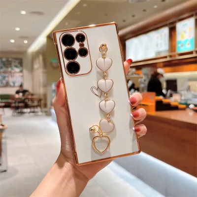 Women Fashion Electroplated Heart-Shaped Bracelet Decoration Samsung Phone Case