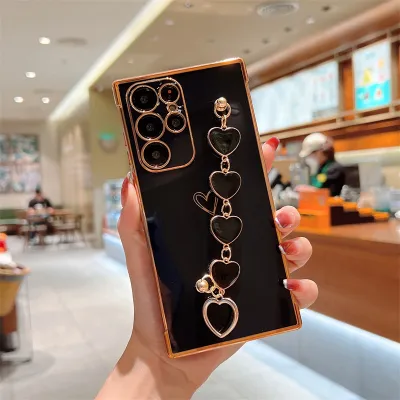 Women Fashion Electroplated Heart-Shaped Bracelet Decoration Samsung Phone Case