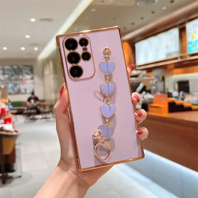 Women Fashion Electroplated Heart-Shaped Bracelet Decoration Samsung Phone Case