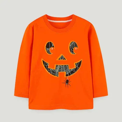Kids Toddler Boys Girls Cute Pumpkin Print Party Halloween Long Sleeve T-Shirt