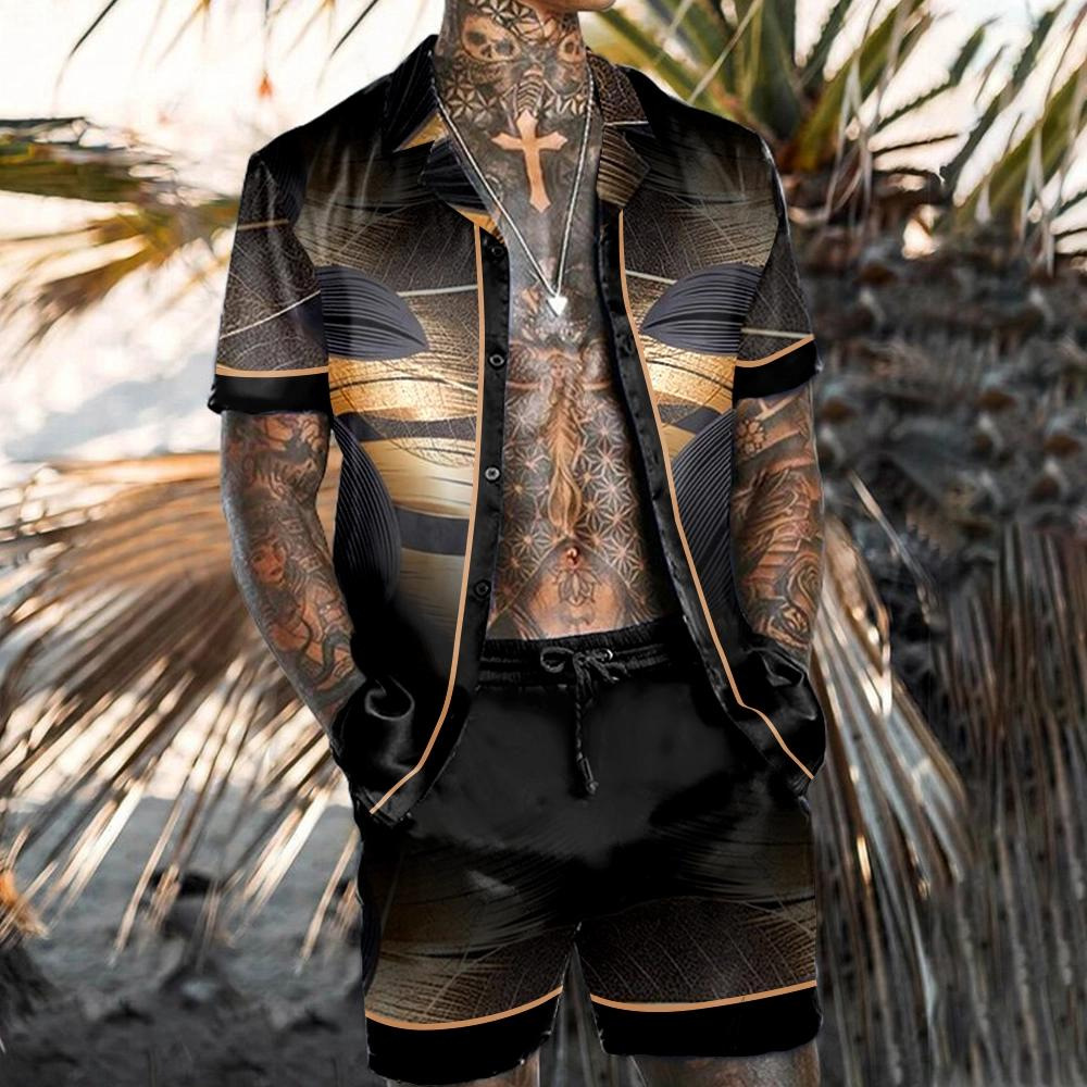 Wholesale Men Casual Holiday Hawaii Tiny Flower Print Plus