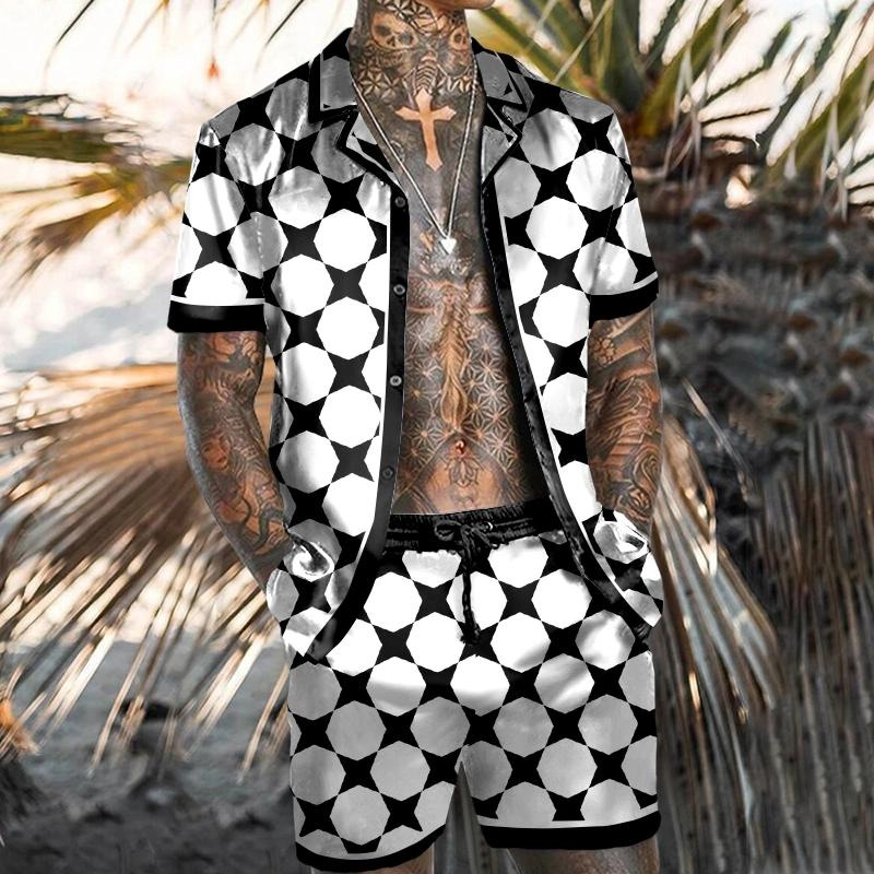 Wholesale Men Casual Holiday Hawaii Tiny Flower Print Plus