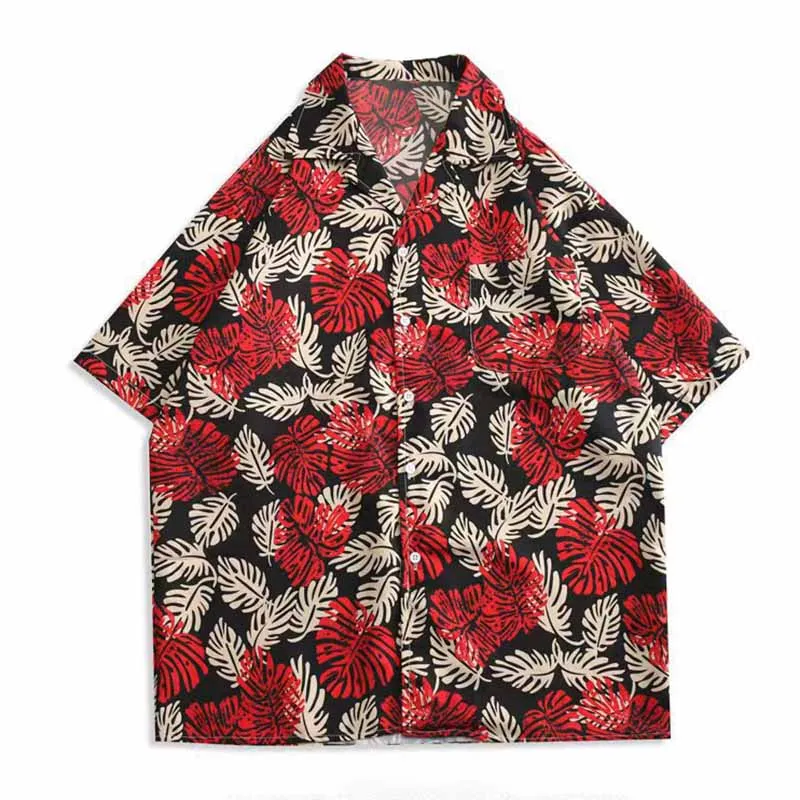 Men Casual Vintage Vacation Hawaii Tiny Flower Print Short Sleeve Lapel Shirt