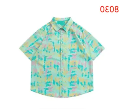 Men Casual Vintage Hawaii Tiny Flower Print Short Sleeve Lapel Shirt
