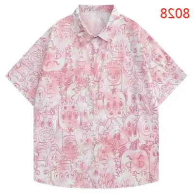 Men Casual Vintage Hawaii Tiny Flower Print Short Sleeve Lapel Shirt