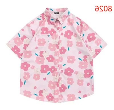 Men Casual Vintage Hawaii Tiny Flower Print Short Sleeve Lapel Shirt