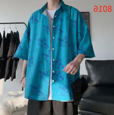 Men Casual Vintage Hawaii Tiny Flower Print Short Sleeve Lapel Shirt