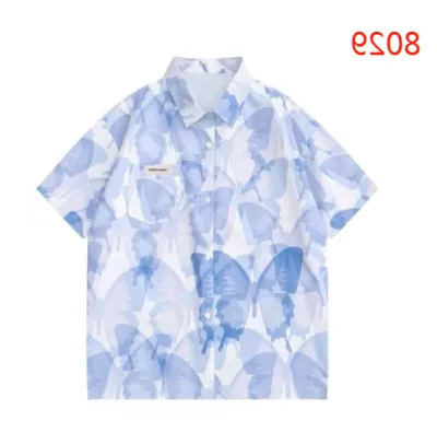 Men Casual Vintage Hawaii Tiny Flower Print Short Sleeve Lapel Shirt