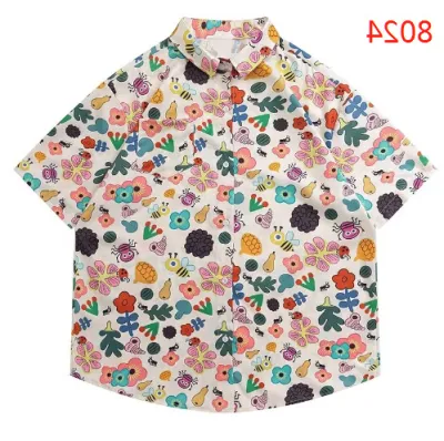 Men Casual Vintage Hawaii Tiny Flower Print Short Sleeve Lapel Shirt