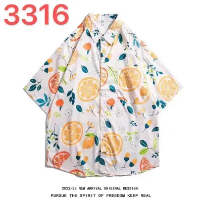 Men Casual Vintage Hawaii Tiny Flower Print Short Sleeve Lapel Shirt
