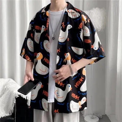 Men Casual Vintage Tiny Flower Print Short Sleeve Lapel Cardigan Shirt