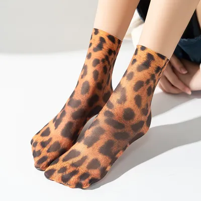 Summer Women Fashion Leopard Floral Printed Breathable Socks