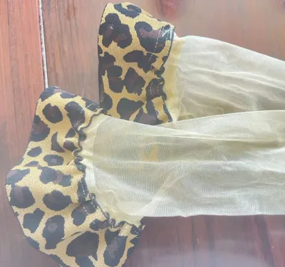 Women Fashion Mesh Leopard Stitching Over-The-Knee Stockings