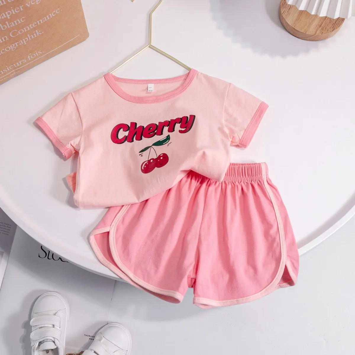 Kids Toddler Girls Casual Cute Sweet Alphabet Print Short Sleeve T-Shirt Shorts Sets