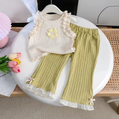 Kids Toddler Girls Casual Cute Floral Sleeveless Tank Top Trousers Set