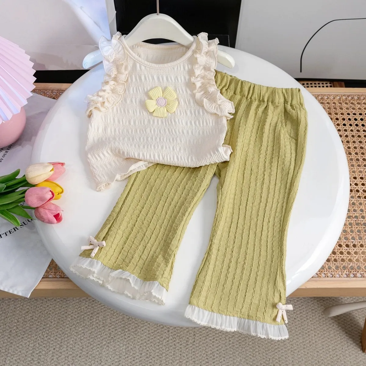 Kids Toddler Girls Casual Cute Floral Sleeveless Tank Top Trousers Set