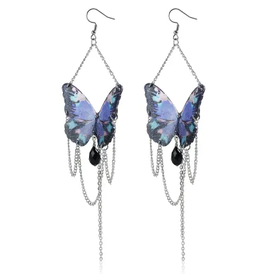 Elegant Butterfly Tassel Metal Geometric Earrings