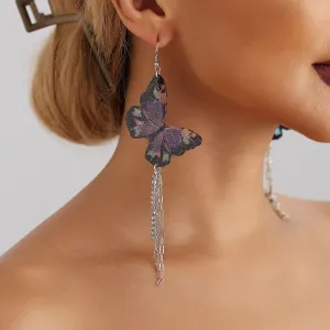 Elegant Butterfly Tassel Metal Geometric Earrings