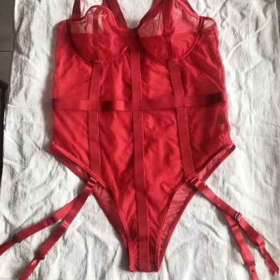 Women Fashion Sexy Mesh Perspective Push-Up Lingerie Bodysuits