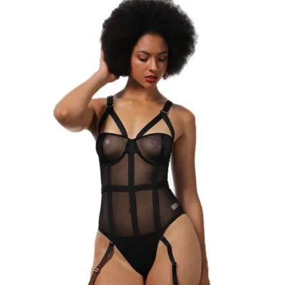 Women Fashion Sexy Mesh Perspective Push-Up Lingerie Bodysuits