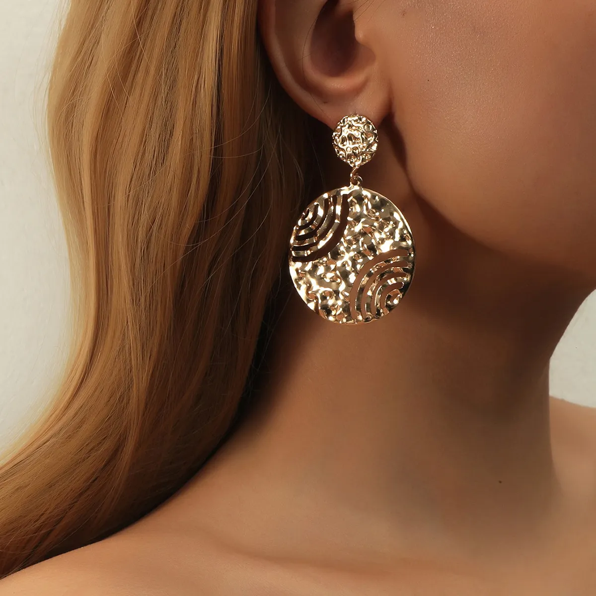 Fashion Round Personality Hollow Earrings