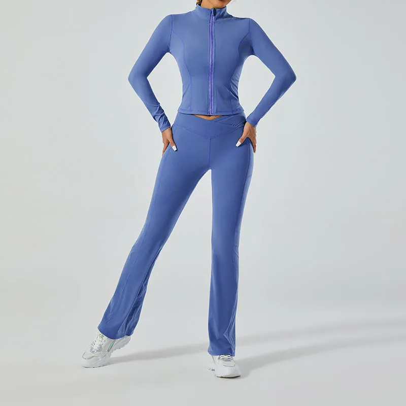 Women Yoga Top And Pants Solid Color Sportswear