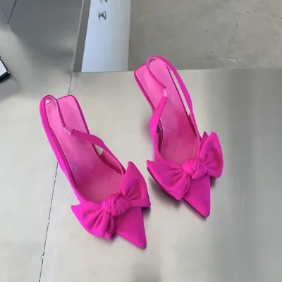 Women Fashion Plus Size Bow Pointed Toe Hollow High Heels