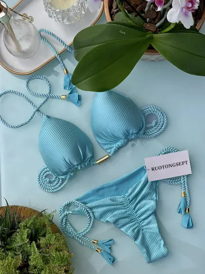 Women Sexy Contrast Strap Bikini