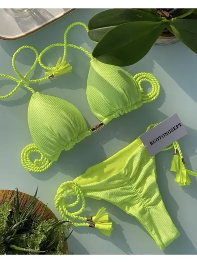 Women Sexy Contrast Strap Bikini
