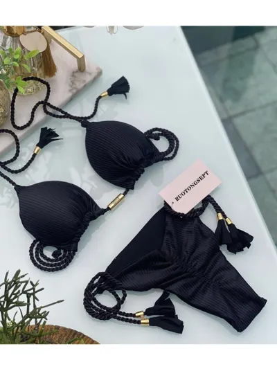 Women Sexy Contrast Strap Bikini