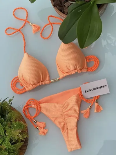 Women Sexy Contrast Strap Bikini