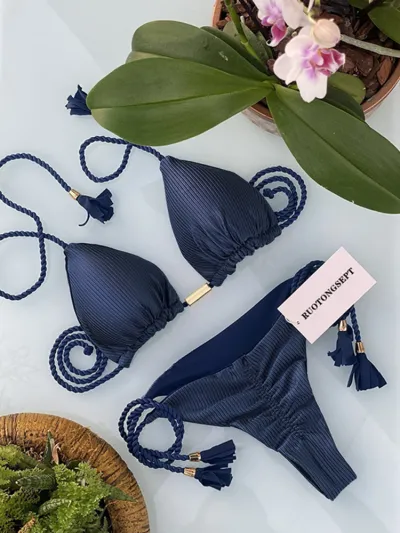 Women Sexy Contrast Strap Bikini