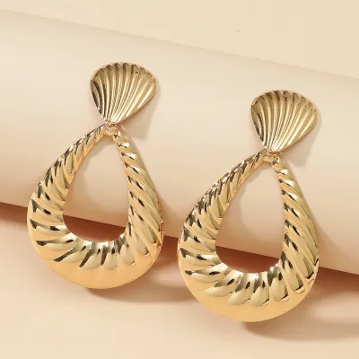 Women Simple Temperament Hollow Water Drop Earrings