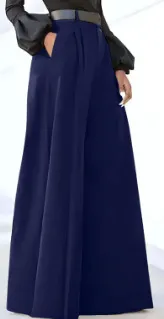 Women Casual Solid Color High Waist Wide Leg Micro Flared Pants