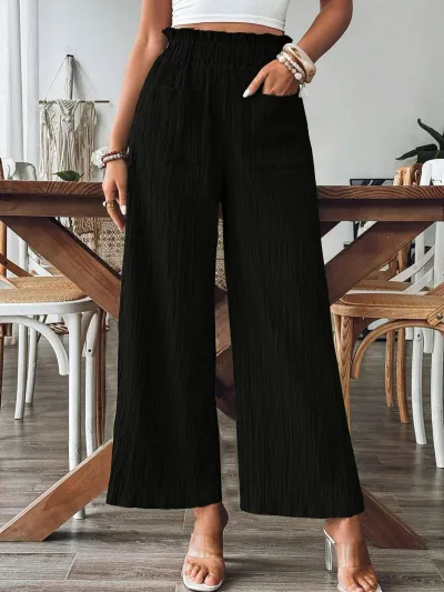 Women Casual Urban Wind Wide Leg Pants with Pockets