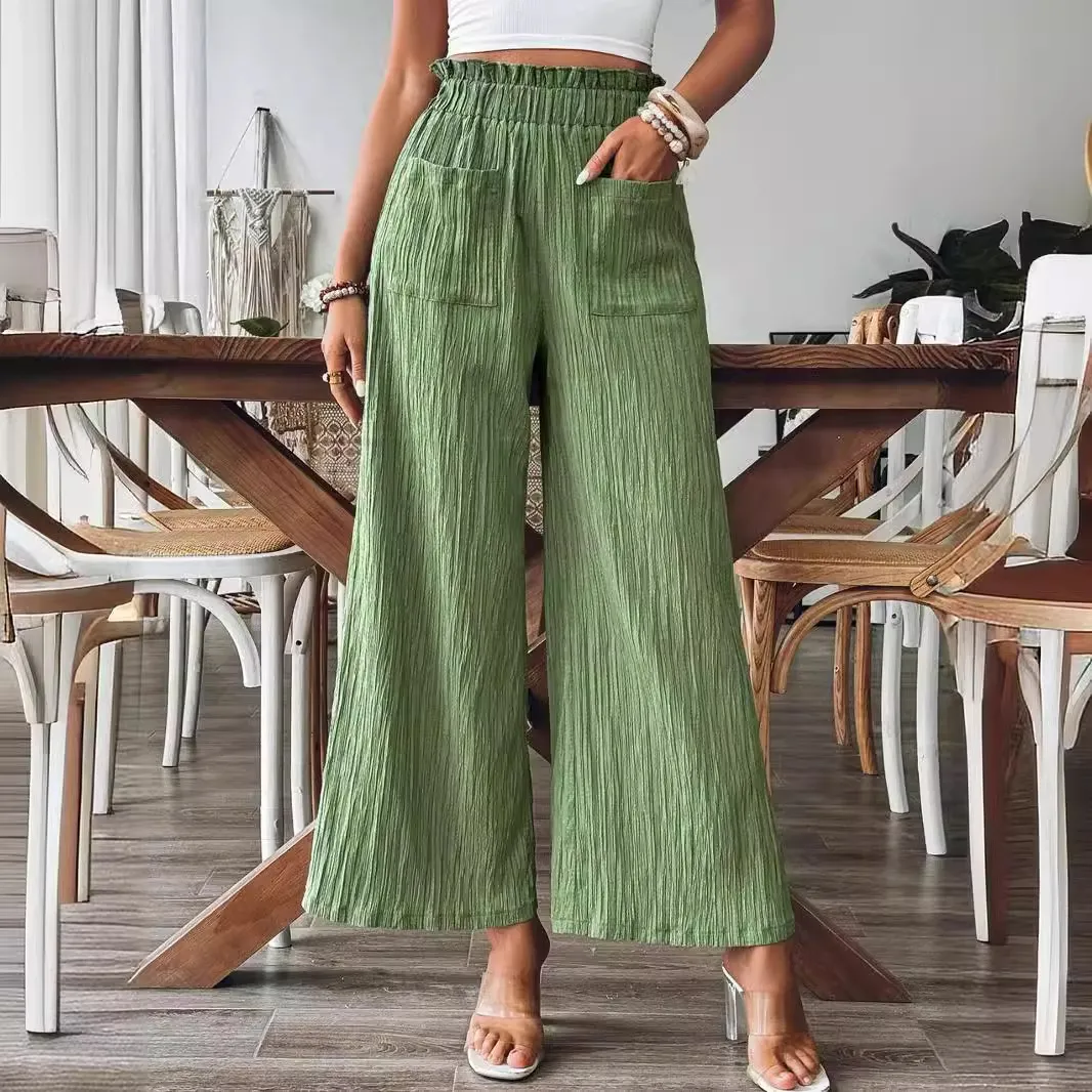 Women Casual Urban Wind Wide Leg Pants with Pockets